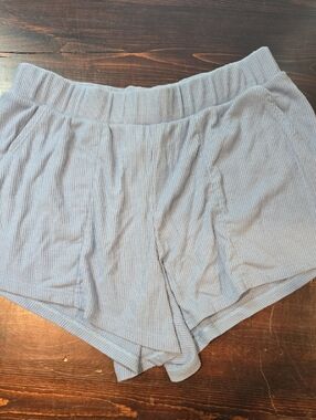 Stars Above Beautifully Soft Ribbed Lounge Shorts - Blue, Size XS